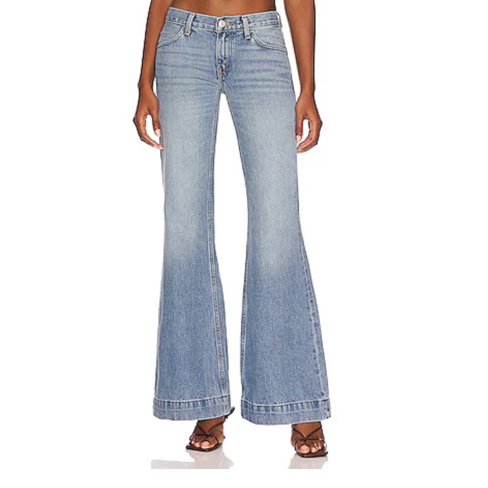 RE/DONE 70's‎ Low Rise Bell Bottom Jeans Lake Blue Fade Y2K Hippie Sz 31 NWT
